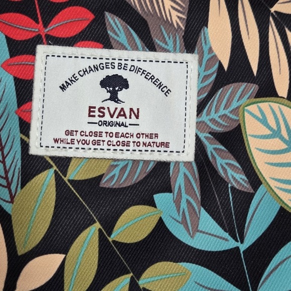 ESVAN Tote Bag Tropical Leaf Print Multicolor Zippered Shoulder Bag - Picture 2 of 9